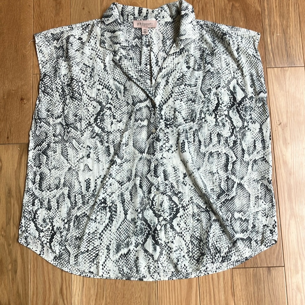 Philosophy Ivory and Black Snake-Print Sleeveless Top